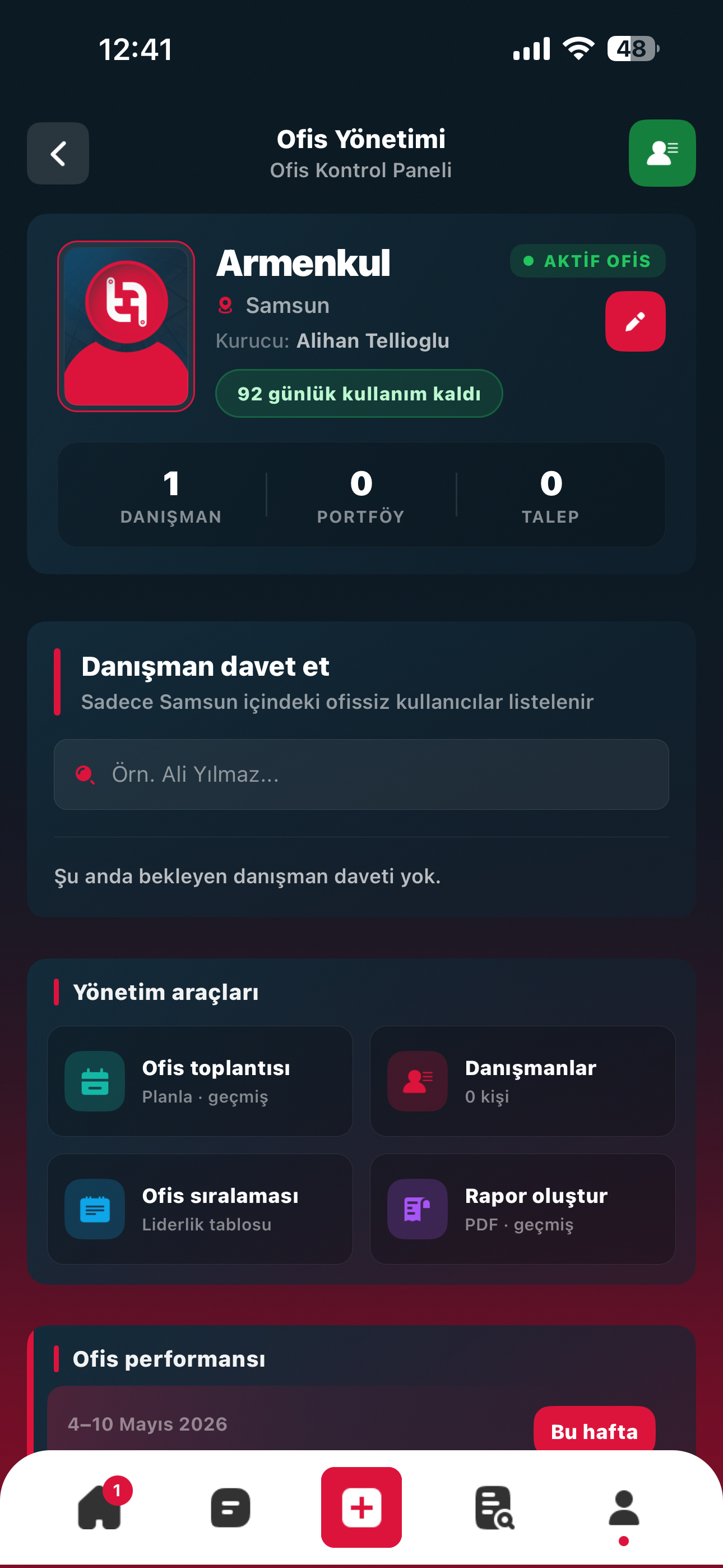 Mobil Yönetim Ekranı